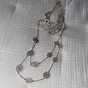 Silver Necklace and Bracelet Set
